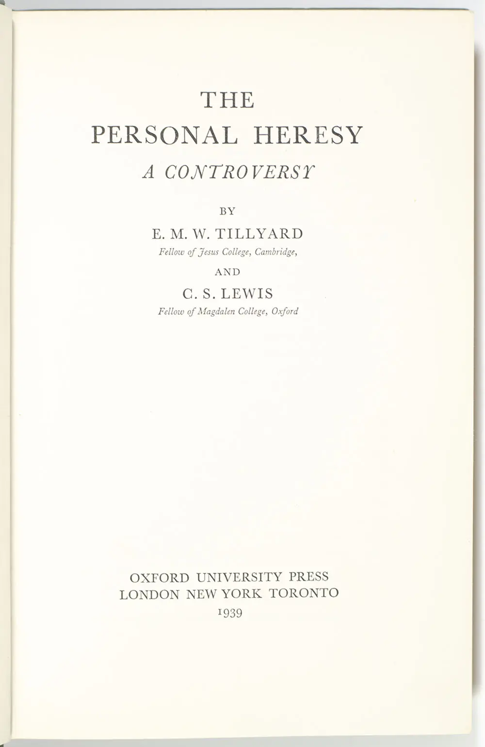 The Personal Heresy: A Controversy.