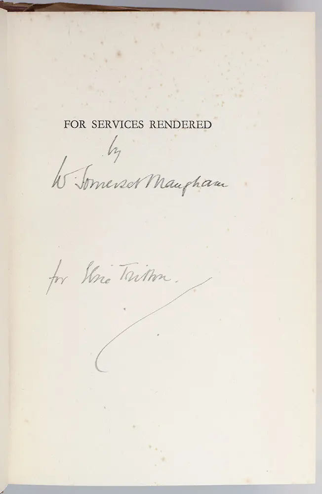 For Services Rendered: A Play in Three Acts.