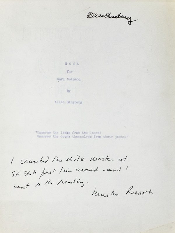 Howl, for Carl Solomon. Mimeographed for the Six Gallery Reading. - Image 3