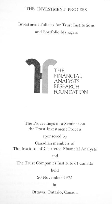 The Investment Process: Investment Policies for Trust Institutions and Portfolio Managers