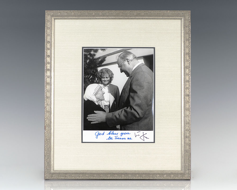 Mother Teresa and Helmut Kohl Signed Photograph.