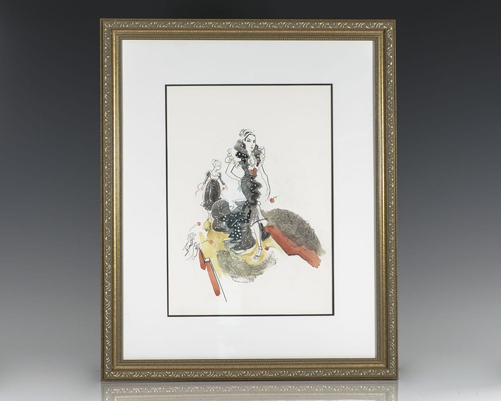 Hilary Knight Original Christian LaCroix Watercolor Illustration.