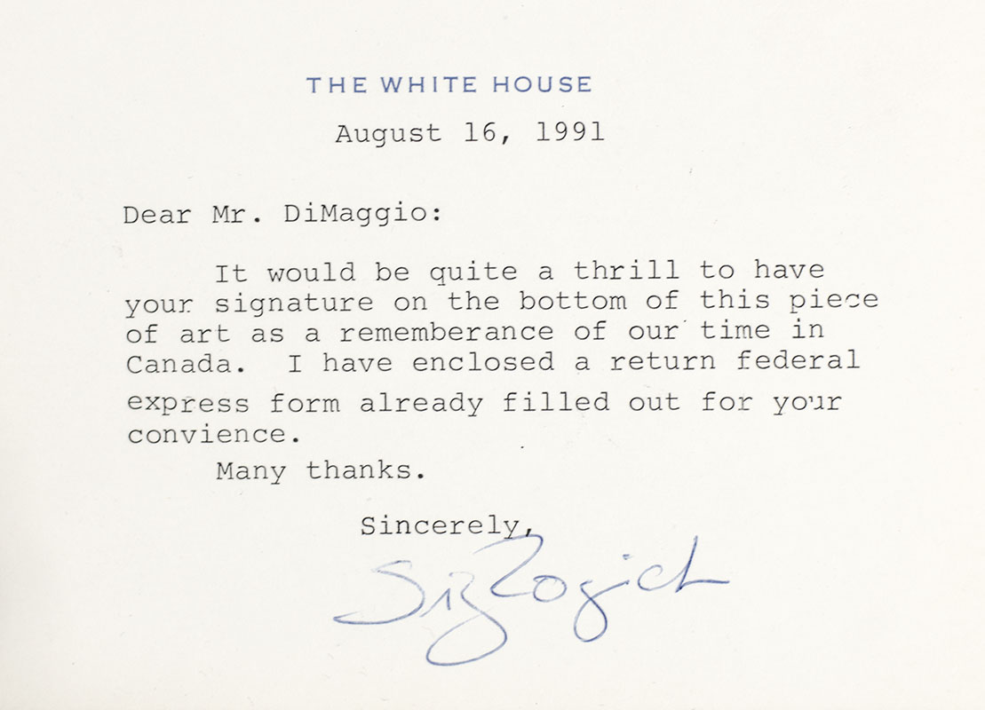 Joe Dimaggio Presidential Letter Collection