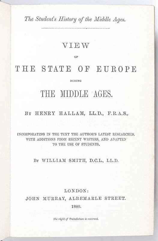 View of The State of Europe During the Middle Ages