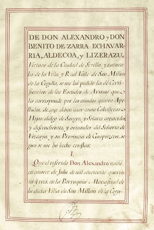 Don Ramon Zazo of Ortega Signed Patent of Nobility