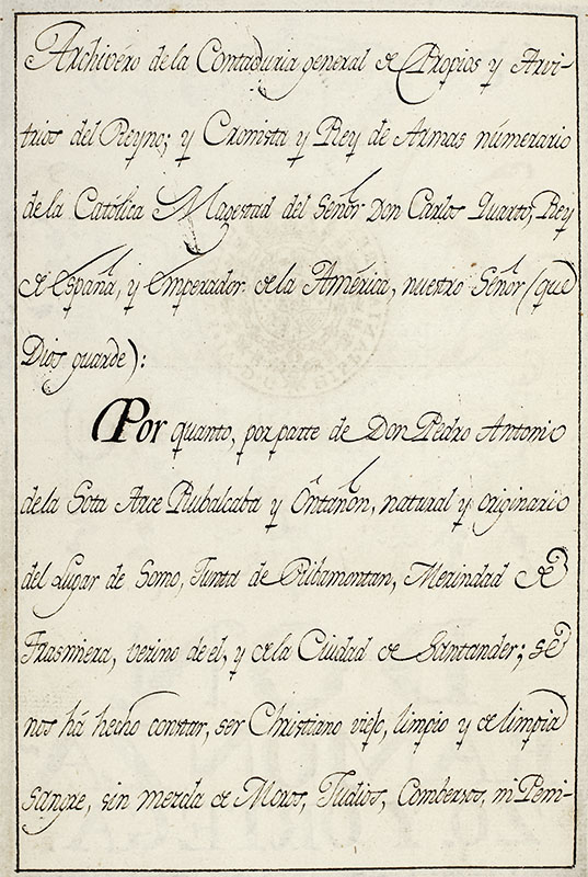 Don Ramon Zazo of Ortega Signed Patent of Nobility.