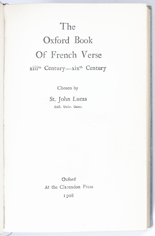 The Oxford Book of French Verse.