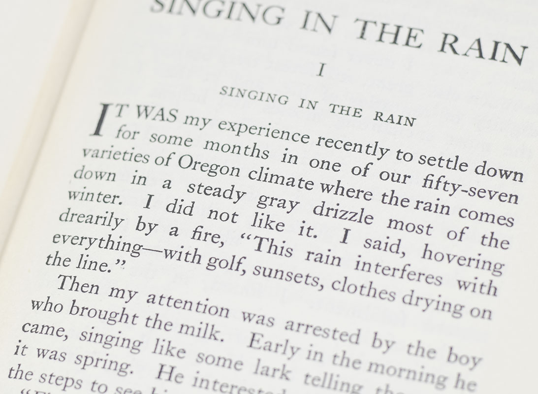 Singing in the Rain: Essays for Thoughtful People.