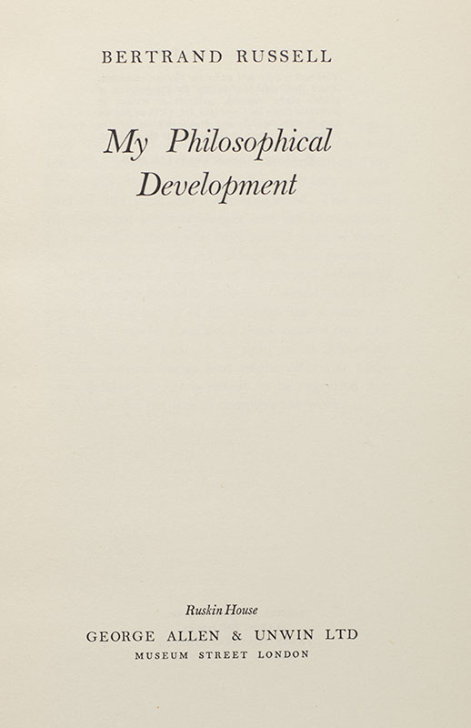 My Philosophical Development.