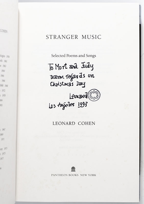 Stranger Music: Selected Poems and Songs.