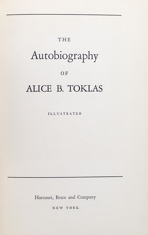 The Autobiography of Alice B. Toklas.