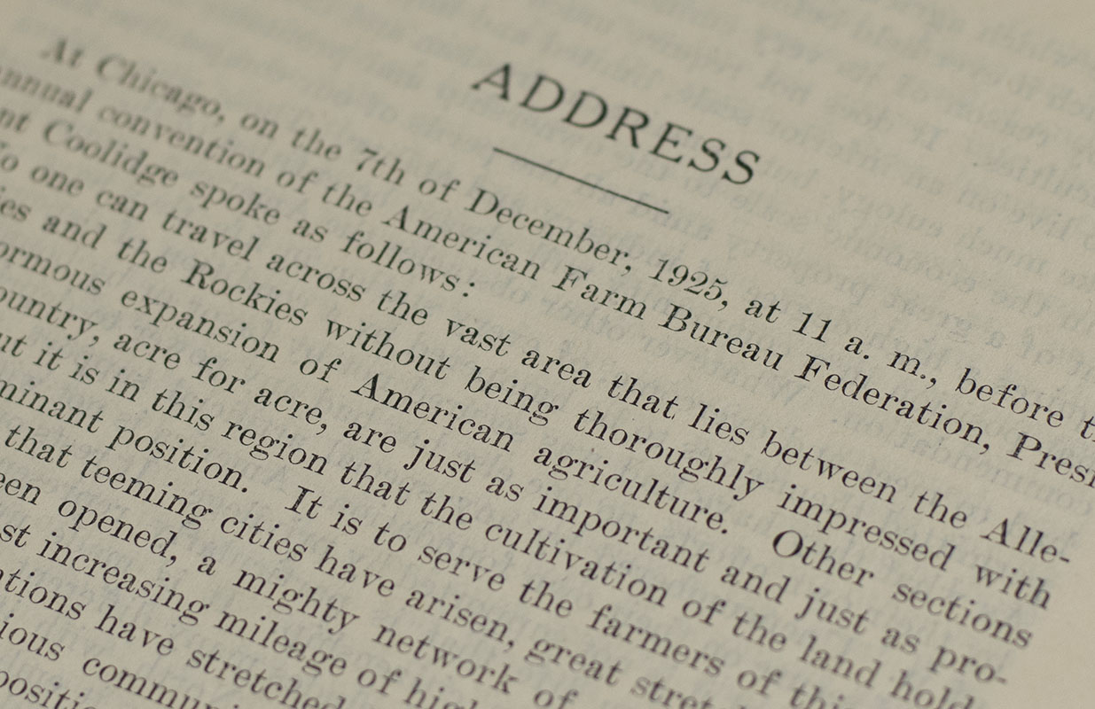Address of President Coolidge before the Annual Convention of the American Farm Bureau Federation.