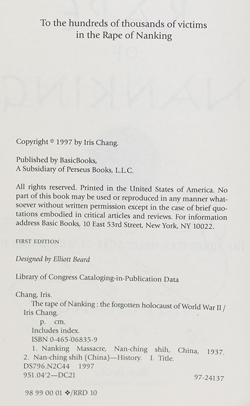 The Rape of Nanking: The Forgotten Holocaust of World War II.