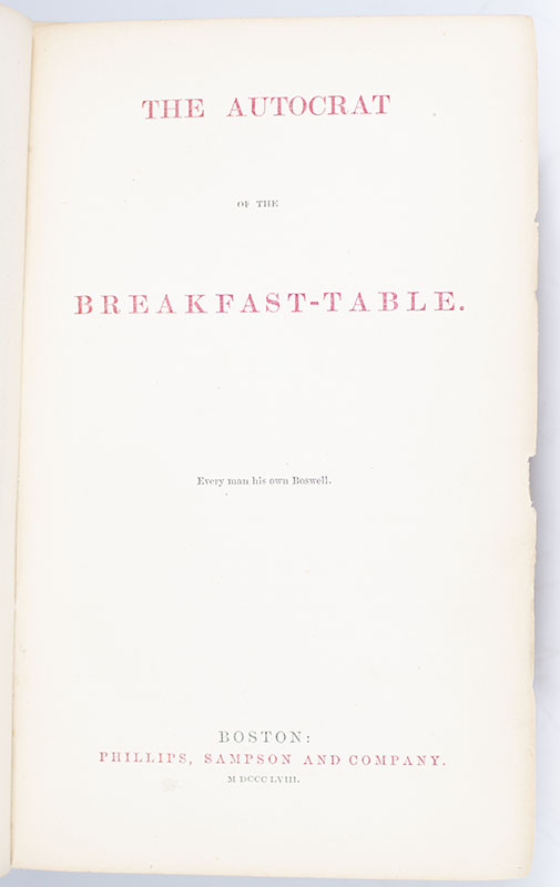 The Autocrat of the Breakfast-Table.