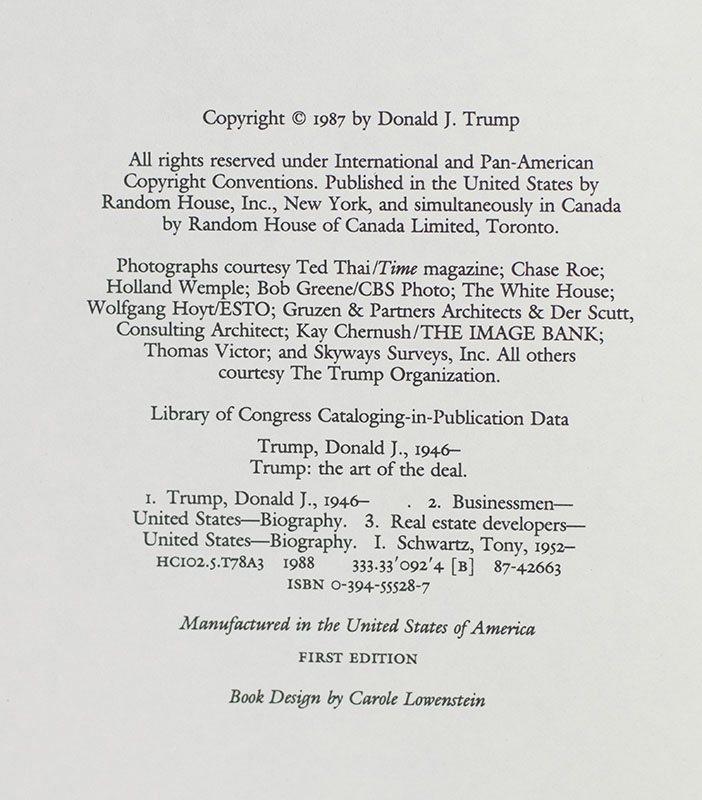 Trump: The Art of the Deal.