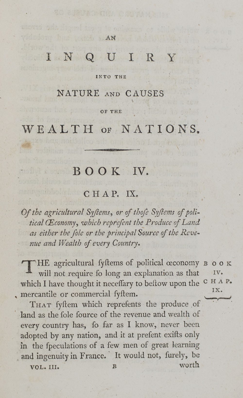 An Inquiry into the Nature and Causes of the Wealth of Nations.