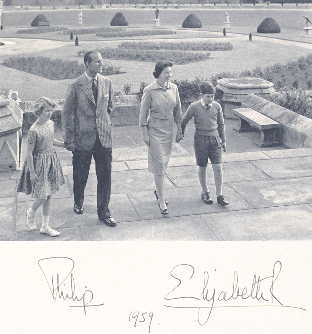 Queen Elizabeth and Prince Philip Signed Royal Family Christmas Card Collection.
