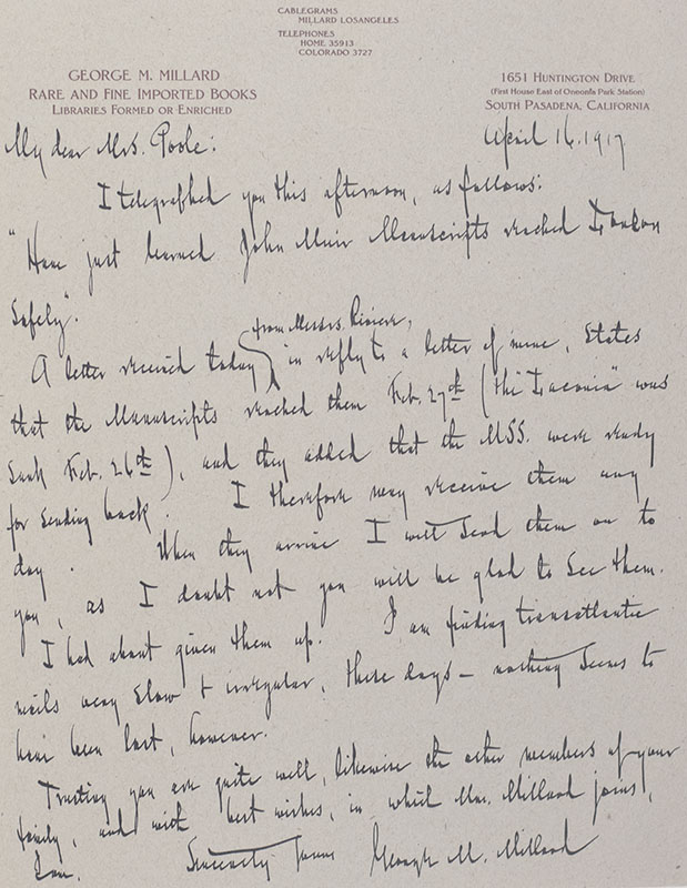 John Muir Ephemera Collection.