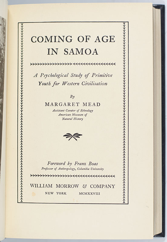 Coming of Age In Samoa: A Psychological Study of Primitive Youth for Western Civilisation.