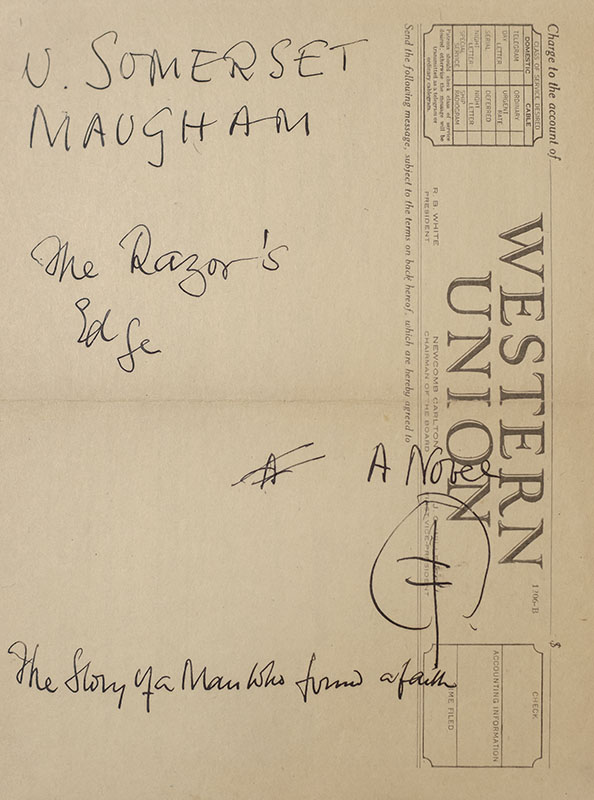 The Razor’s Edge Original Dust Jacket Design Signed.