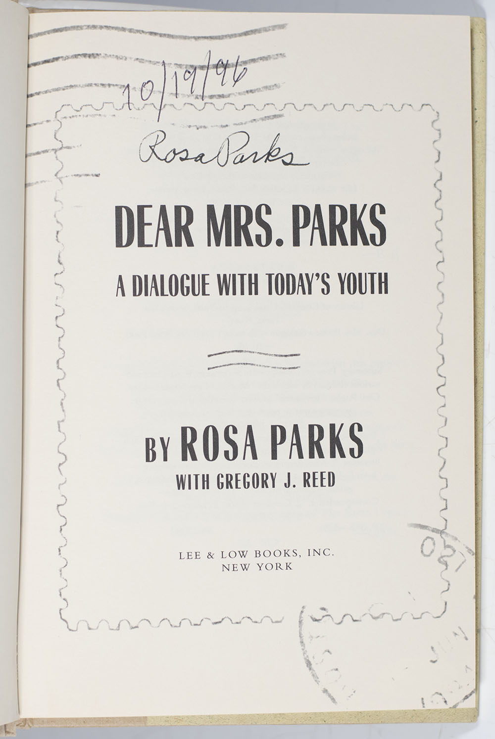 Dear Mrs. Parks: A Dialogue with Today's Youth.