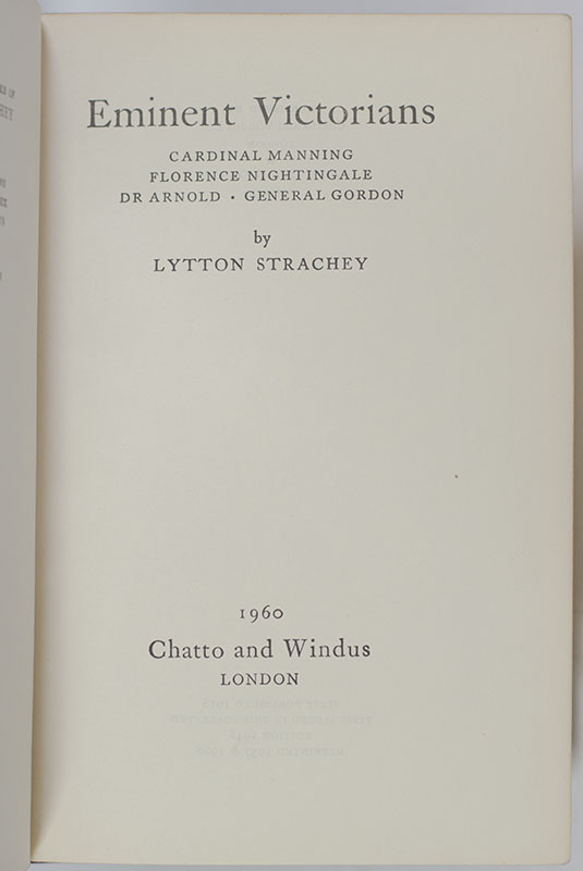Eminent Victorians: Cardinal Manning, Florence Nightingale, Dr. Arnold, General Gordon.