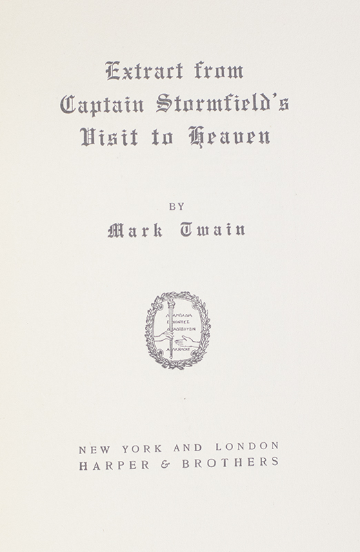Extract From Captain Stormfield's Visit to Heaven.