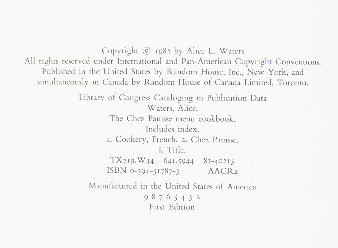 Chez Panisse Menu Cookbook.