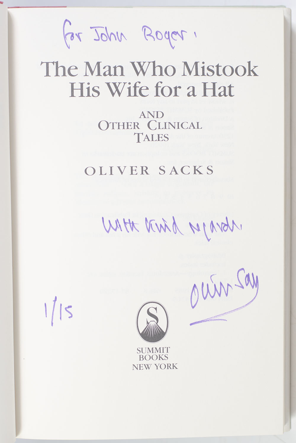 The Man Who Mistook His Wife for a Hat and Other Clinical Tales.