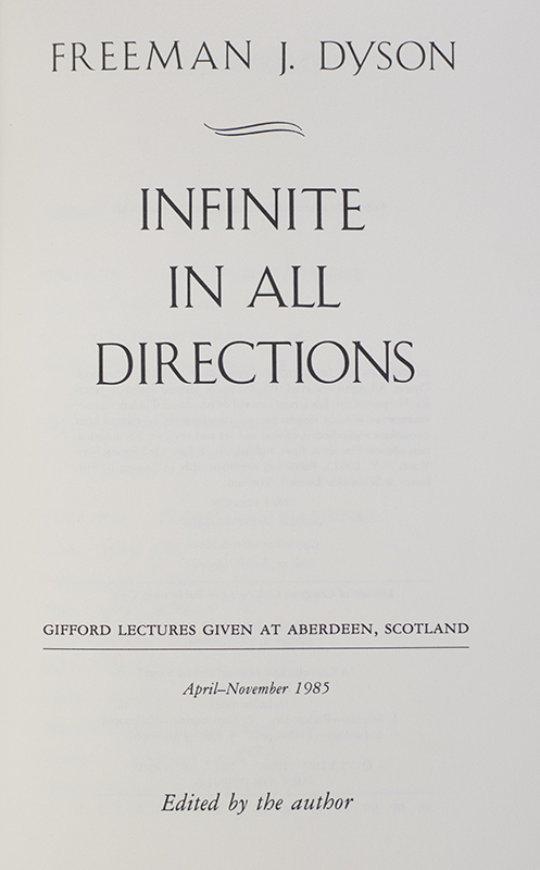 Infinite in All Directions: Gifford Lectures Given at Aberdeen, Scotland April--November 1985.