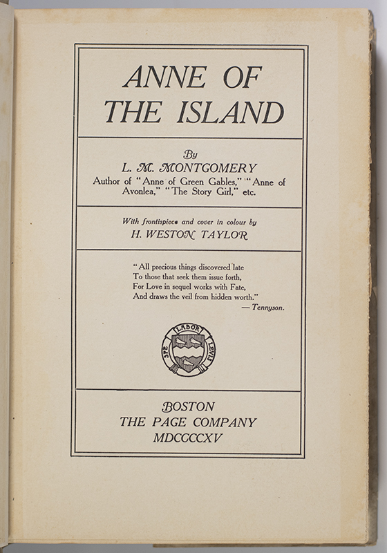 Anne of the Island.