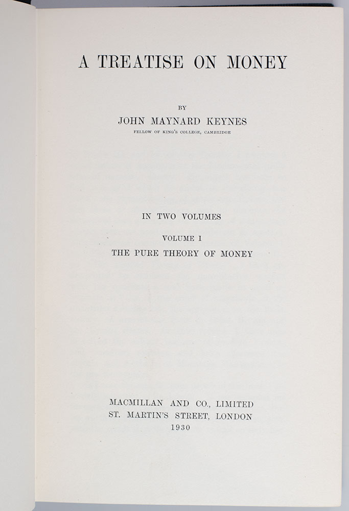 A Treatise On Money Keynes First Edition Rare