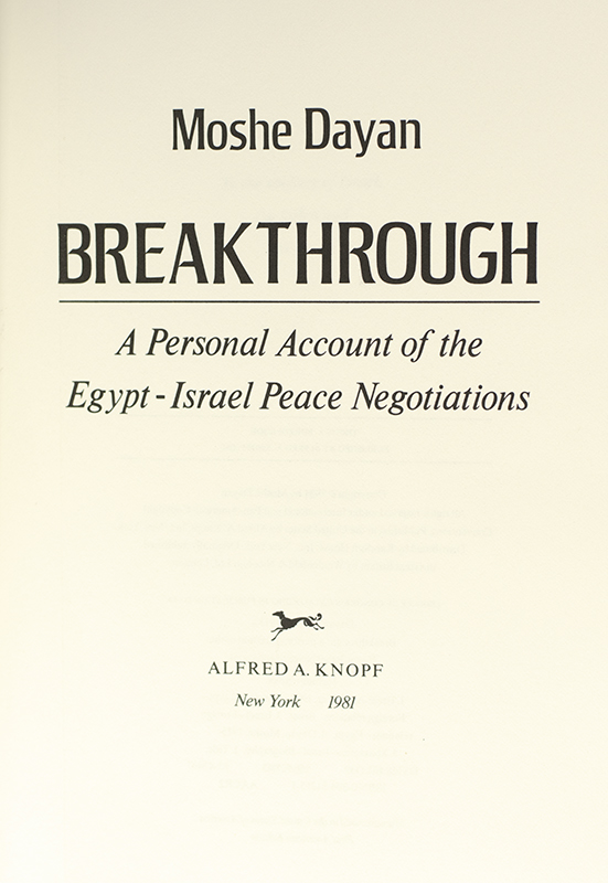 Breakthrough: A Personal Account of the Egypt-Israel Peace Negotiations.