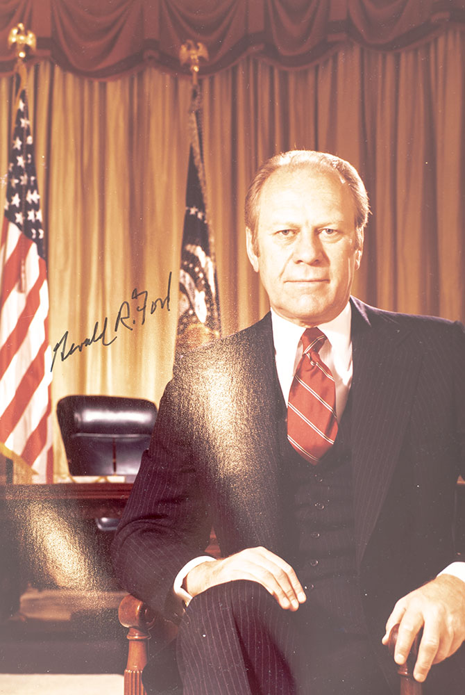 Richard Nixon and Gerald R. Ford Signed Presidential Proclamation of Pardon.