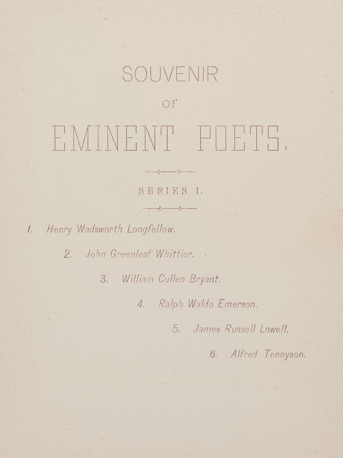 Souvenir of Eminent Poets and American Authors Series I & II.