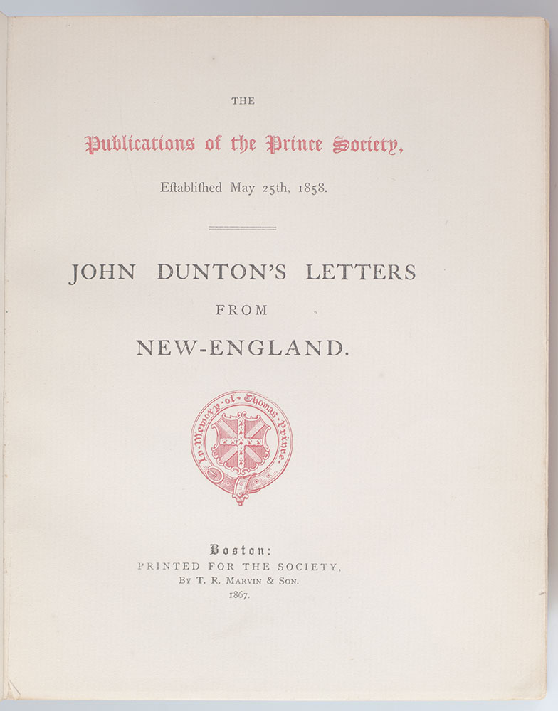 John Dunton's Letters From New-England.