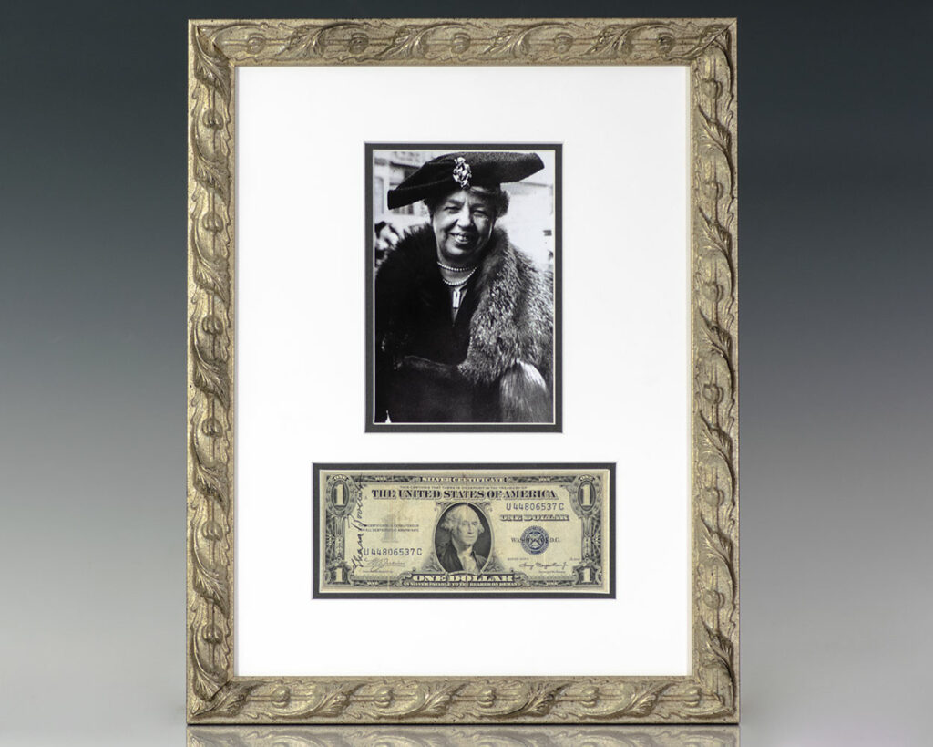 Eleanor Roosevelt Signed Dollar Bill.