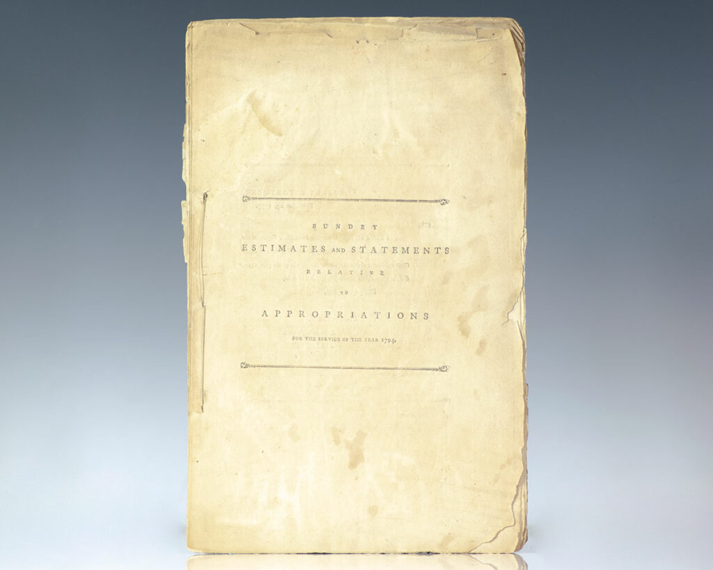 Sundry Estimates and Statements Relative to Appropriations for the Service of the Year 1794.