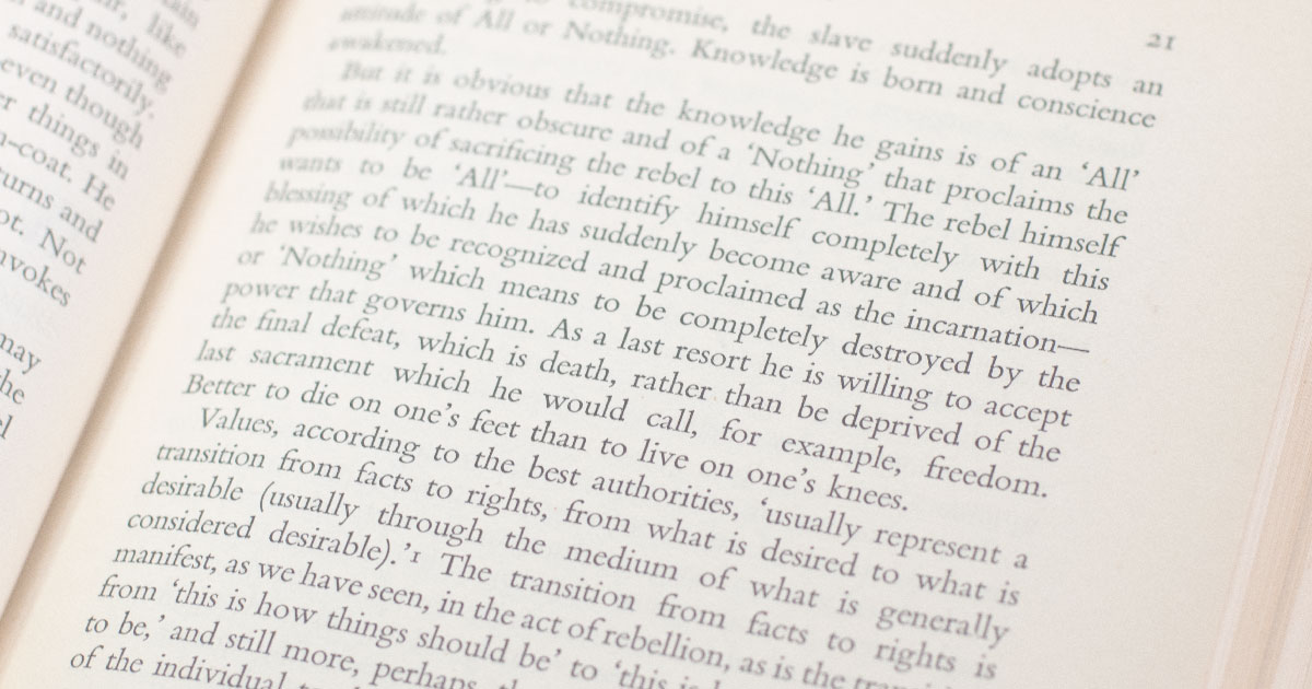 The Rebel: An Essay on Man in Revolt.