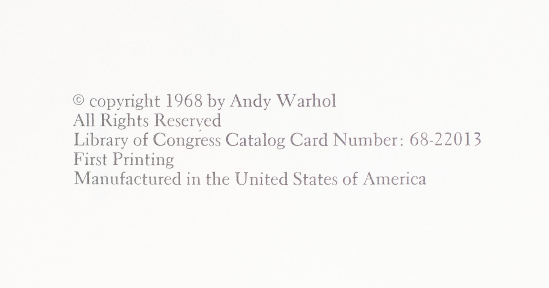 a: A novel by Andy Warhol.