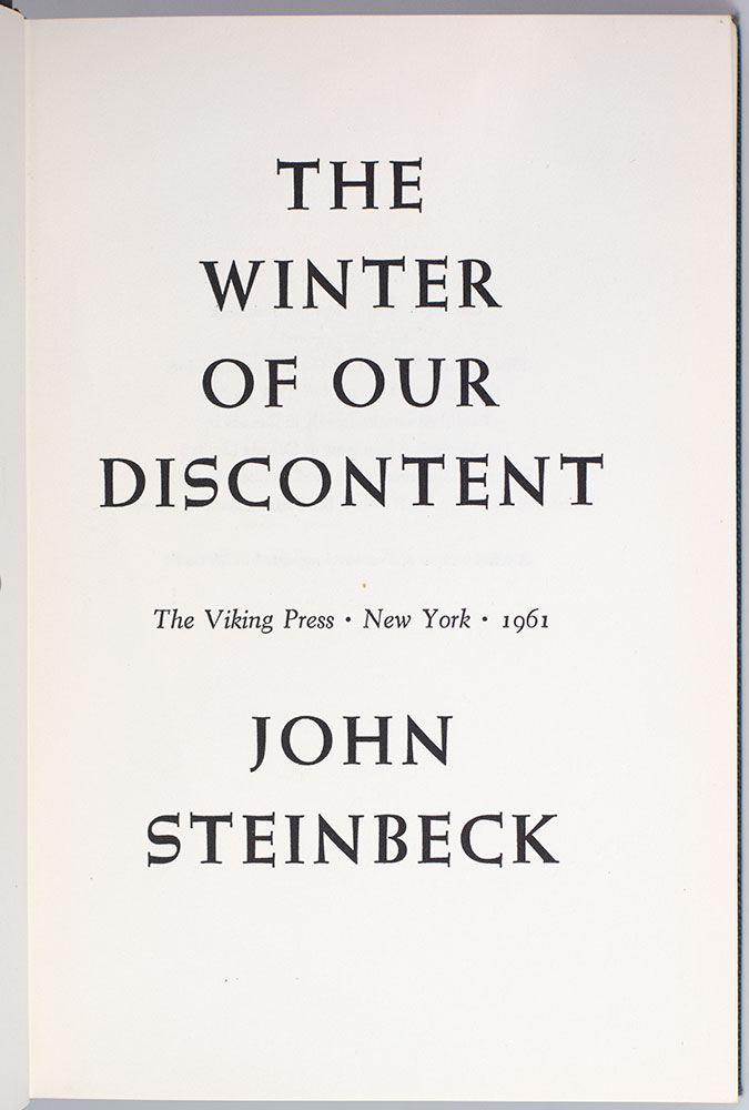 The Winter of Our Discontent.