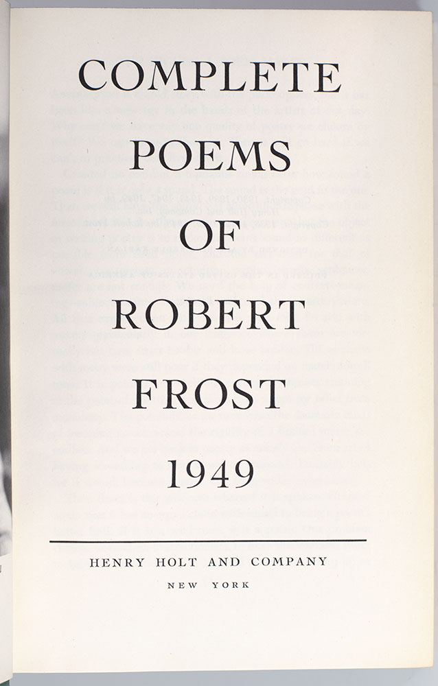 Complete Poems of Robert Frost 1949.