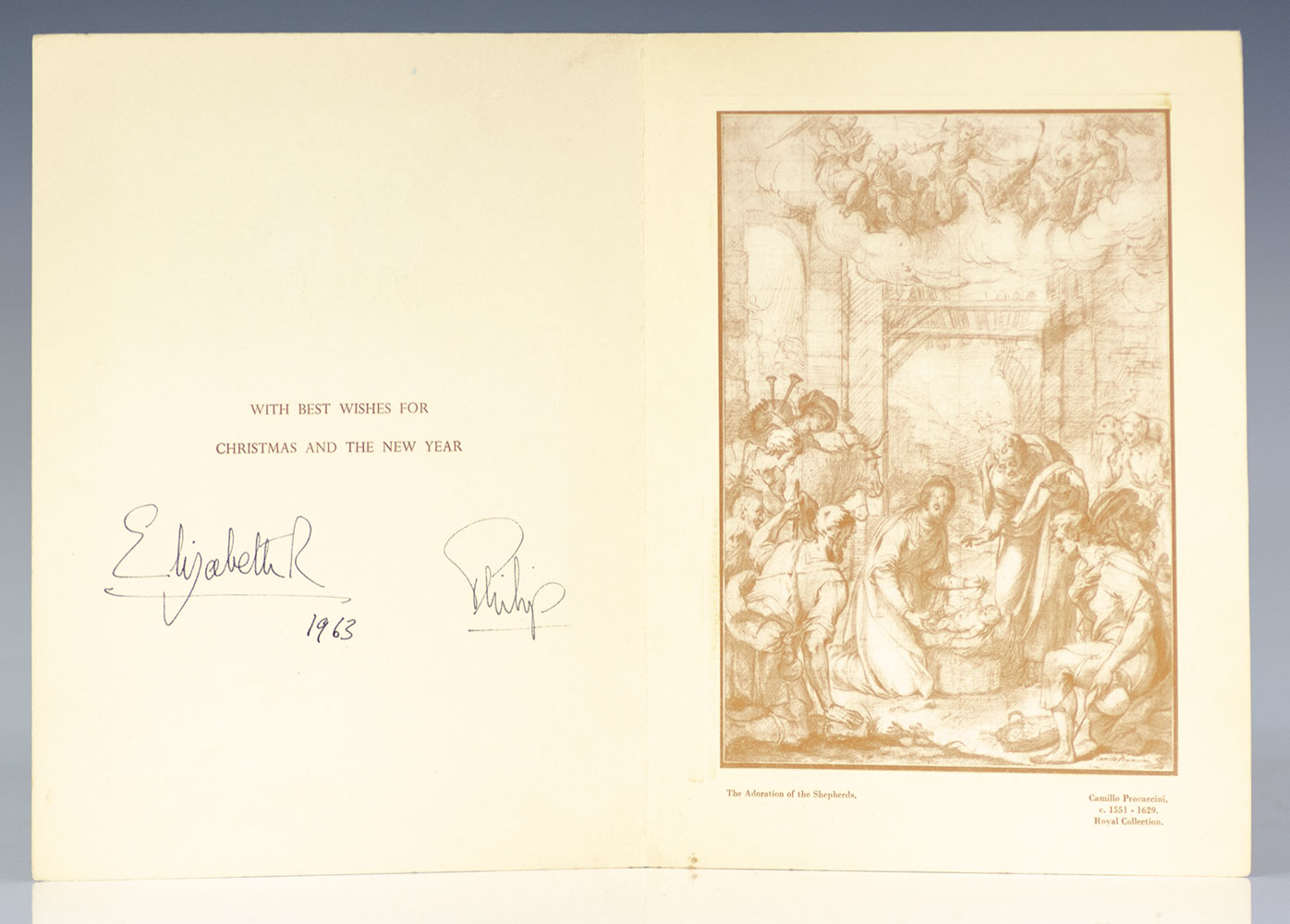 Queen Elizabeth II and Prince Philip Signed Royal 1963 Christmas Card.