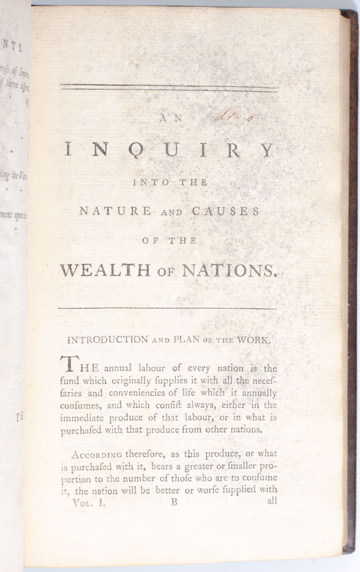 An Inquiry into the Nature and Causes of the Wealth of Nations.