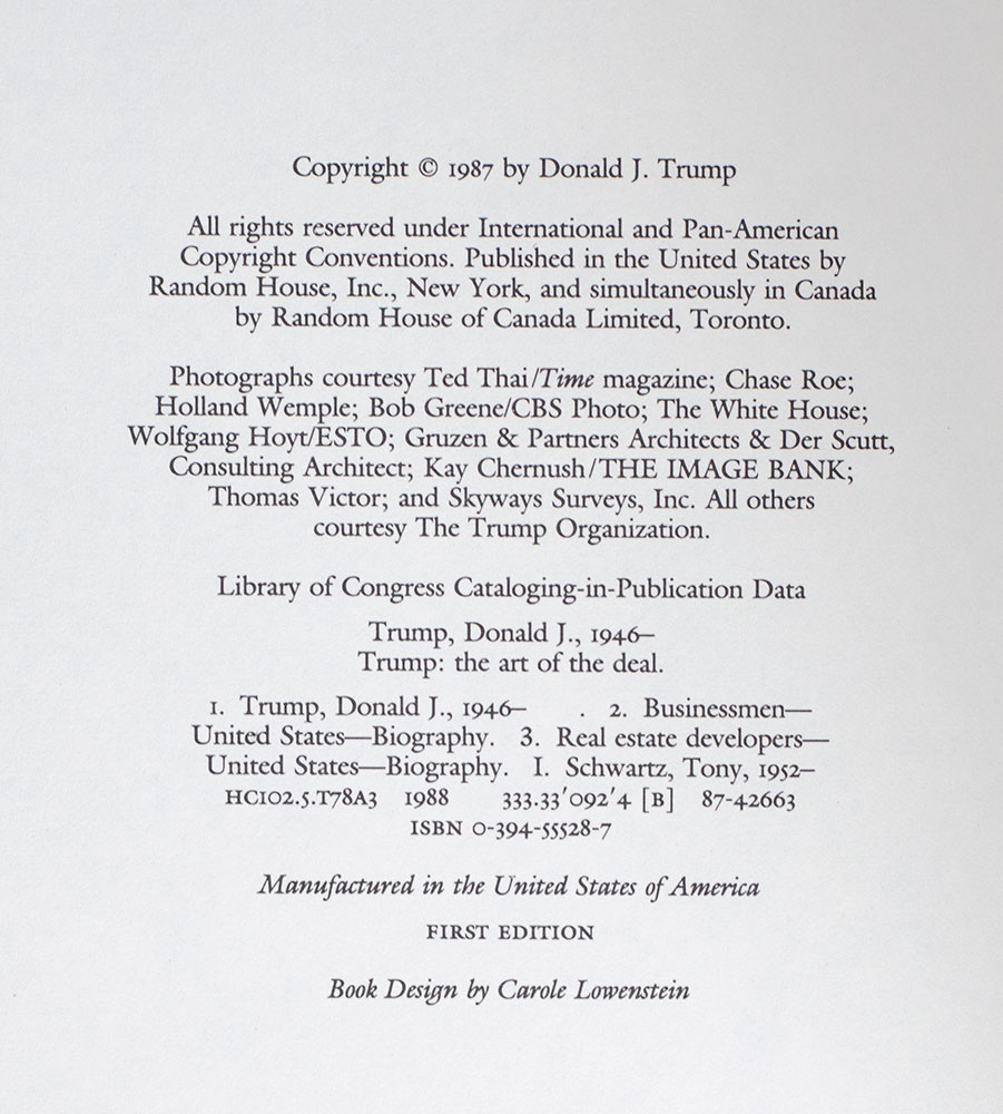 Trump: The Art of the Deal.