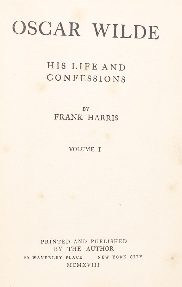 Oscar Wilde: His Life and Confessions.