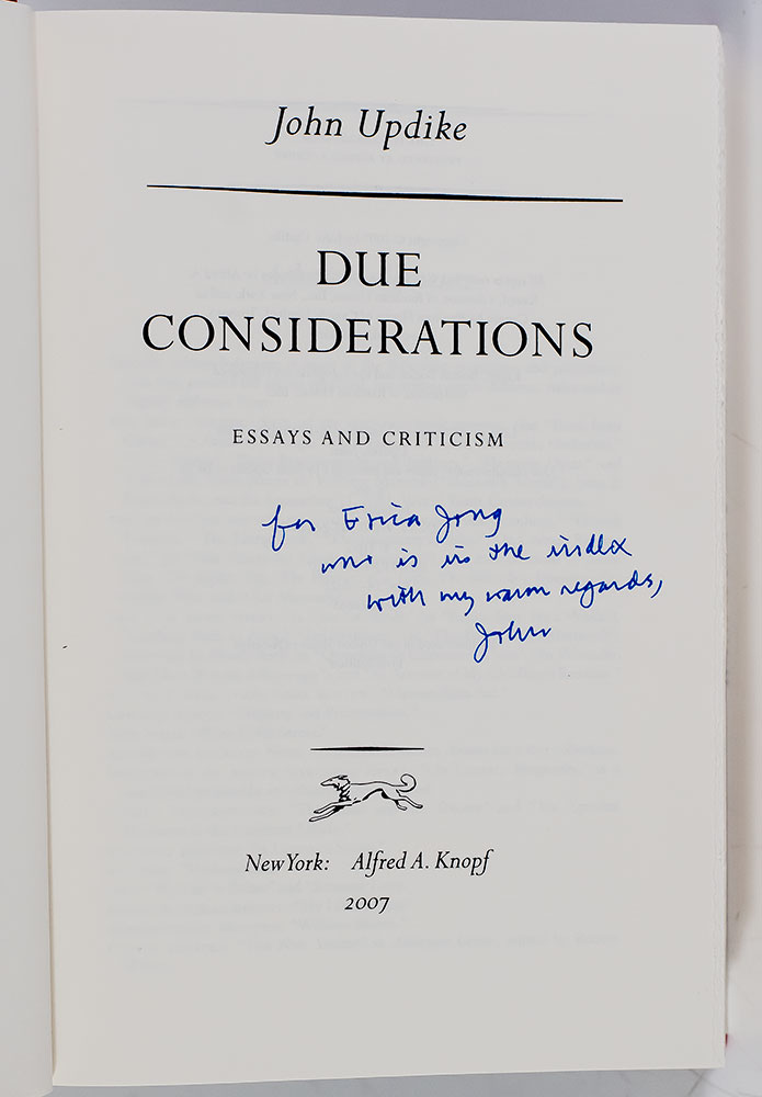 Due Considerations: Essays and Criticism.