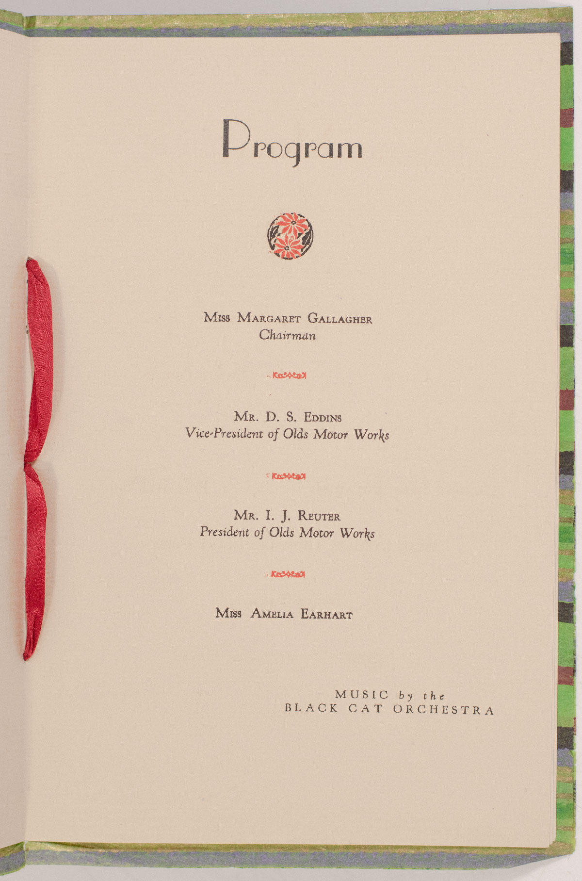 Amelia Earhart Signed Oldsmobile Girls Club Christmas Party Program.