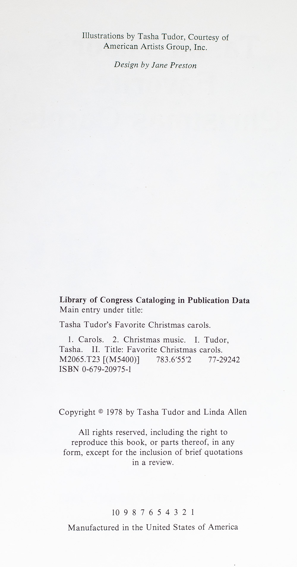 Tasha Tudor's Favorite Christmas Carols.