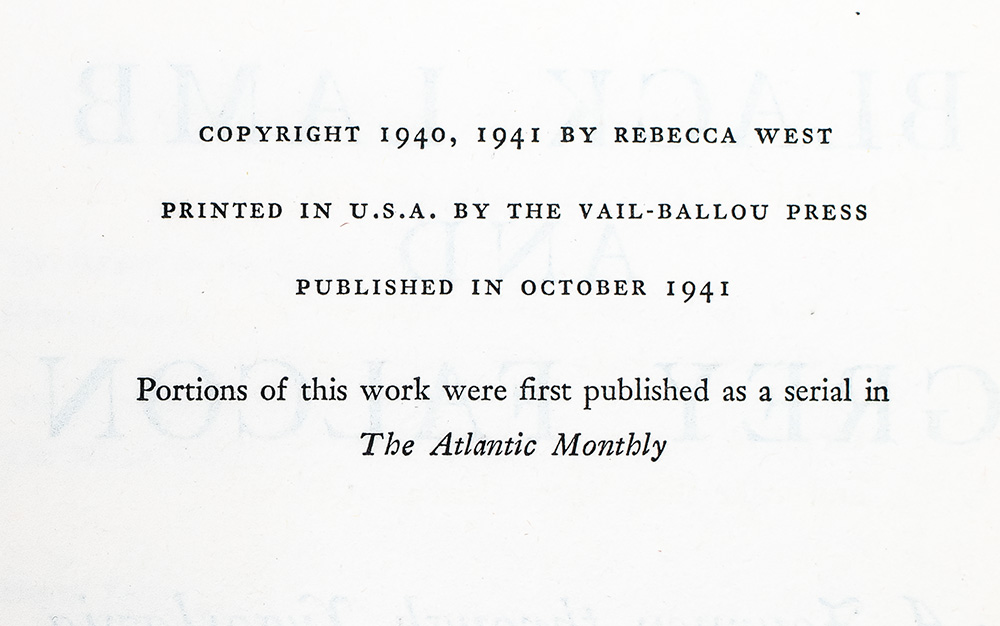 Black Lamb and Grey Falcon: The Record of a Journey Through Yugoslavia in 1937.